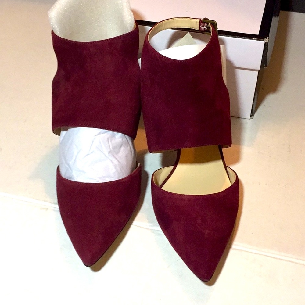 New In Box Nine West Salinda Suade Dress Pumps Dark Red Sz 8M